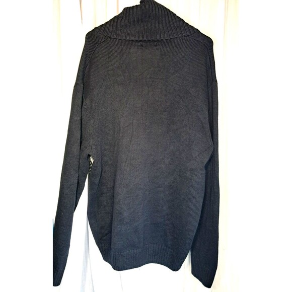 Chaps Grandpa Cardigan Knit Collared Sweater Button Up Long Sleeve Black Large - Picture 4 of 11